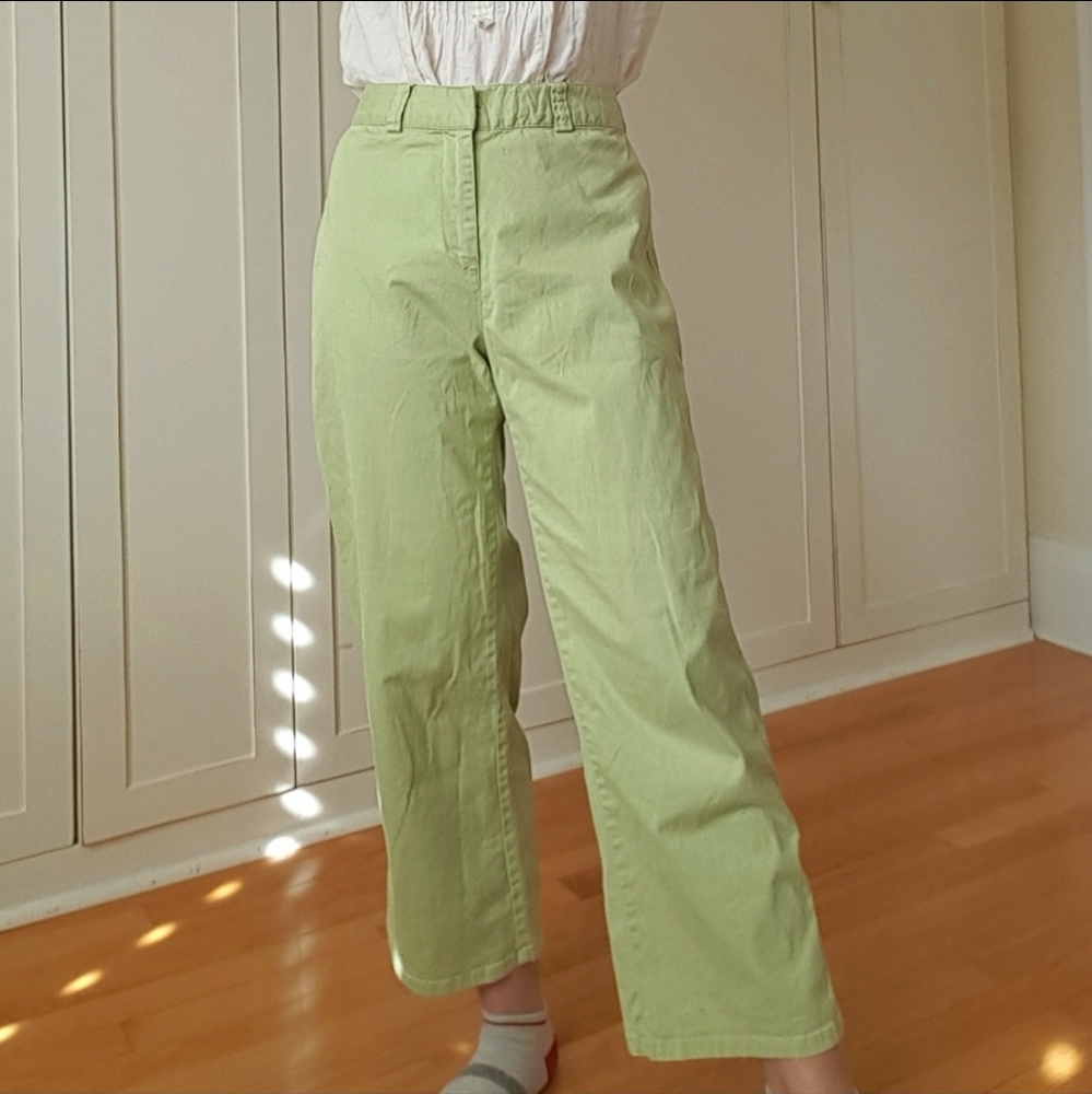 Pastel green trousers